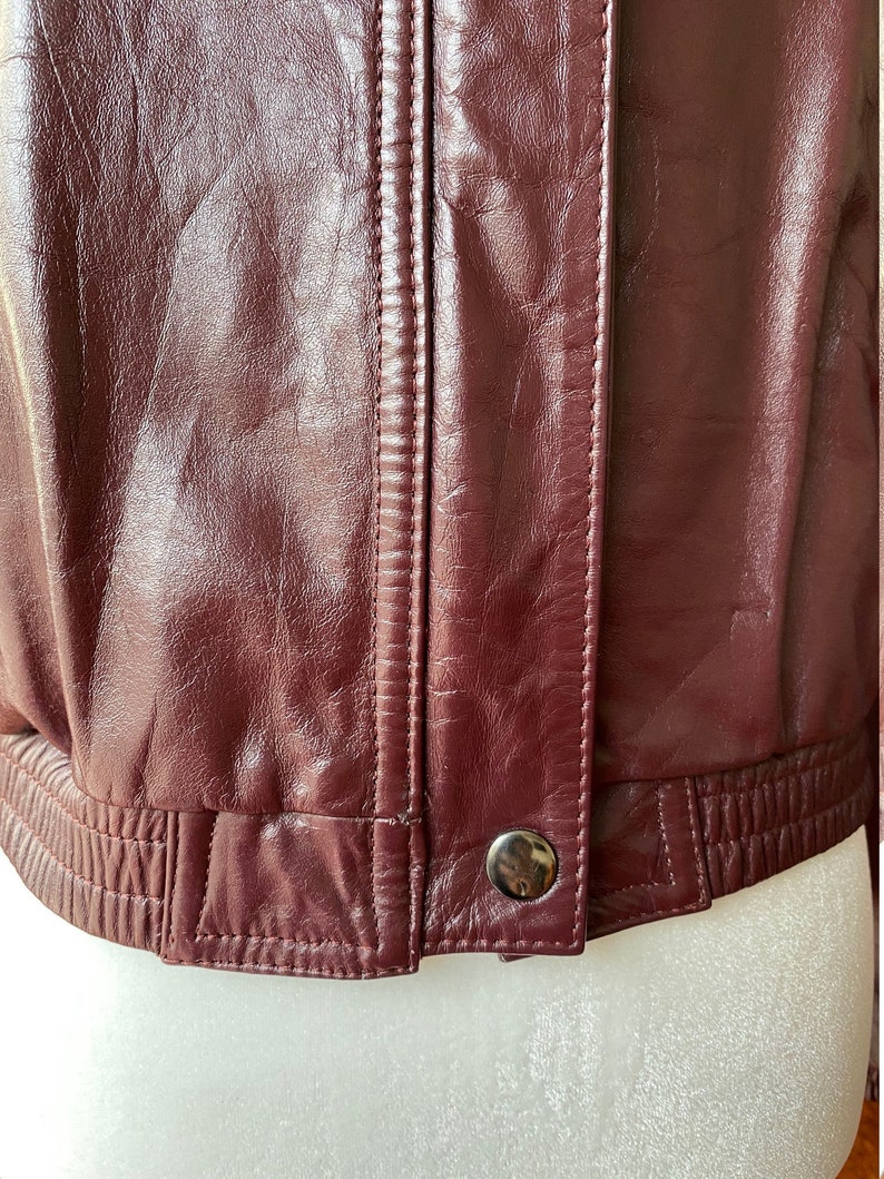 Vintage 80s Burgundy Leather Jacket image 4