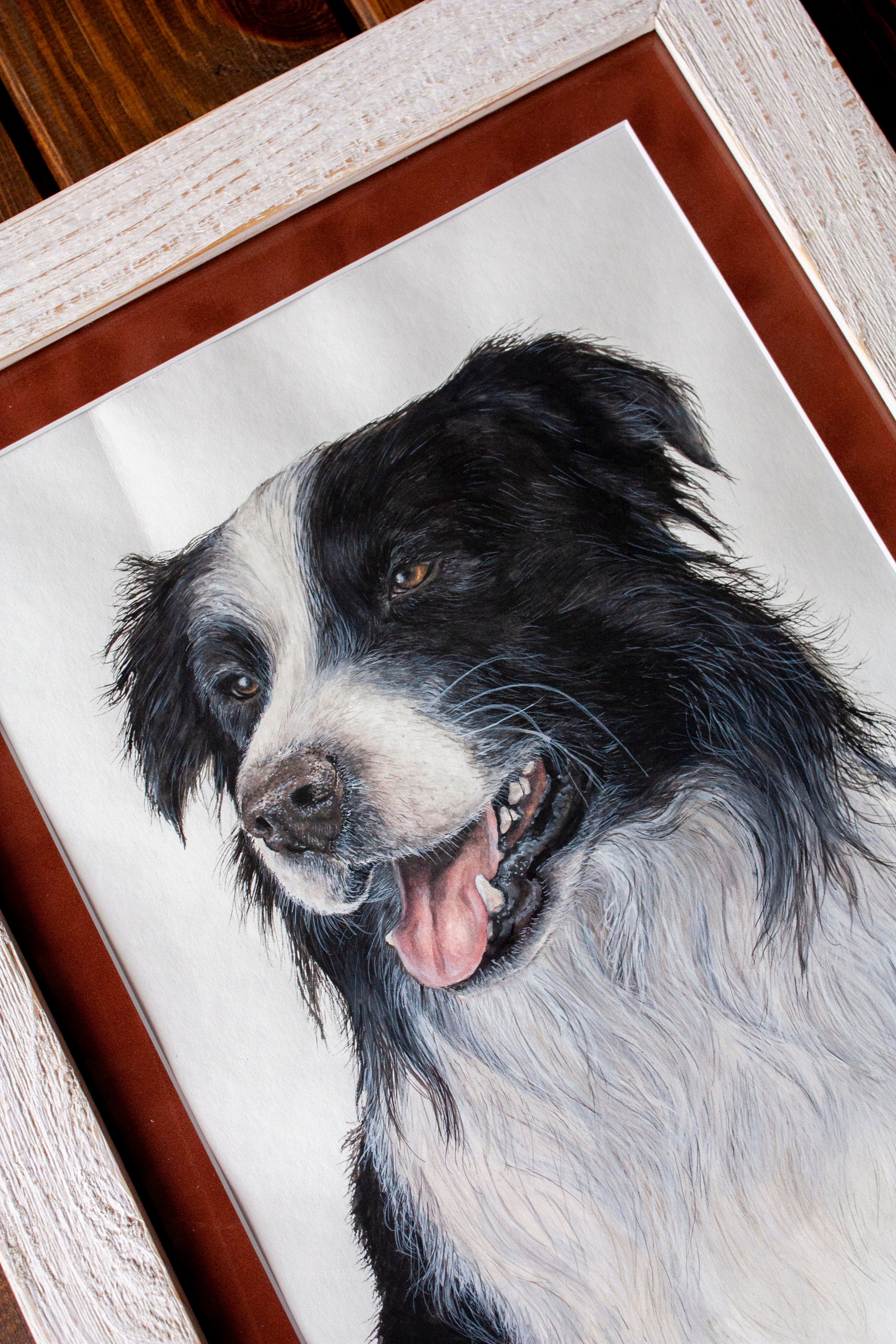 内緒話し　水彩画　ボーダーコリー ボーダーコリー犬 - オリジナル水彩画 - Etsy 日本