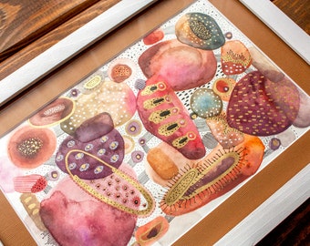 Abstrakte Original Mixed Media Art Kunst mit goldener Farbe