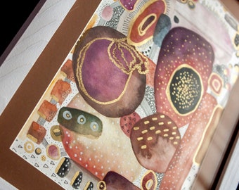 Abstrakte Original Mixed Media Art Kunst mit goldener Farbe