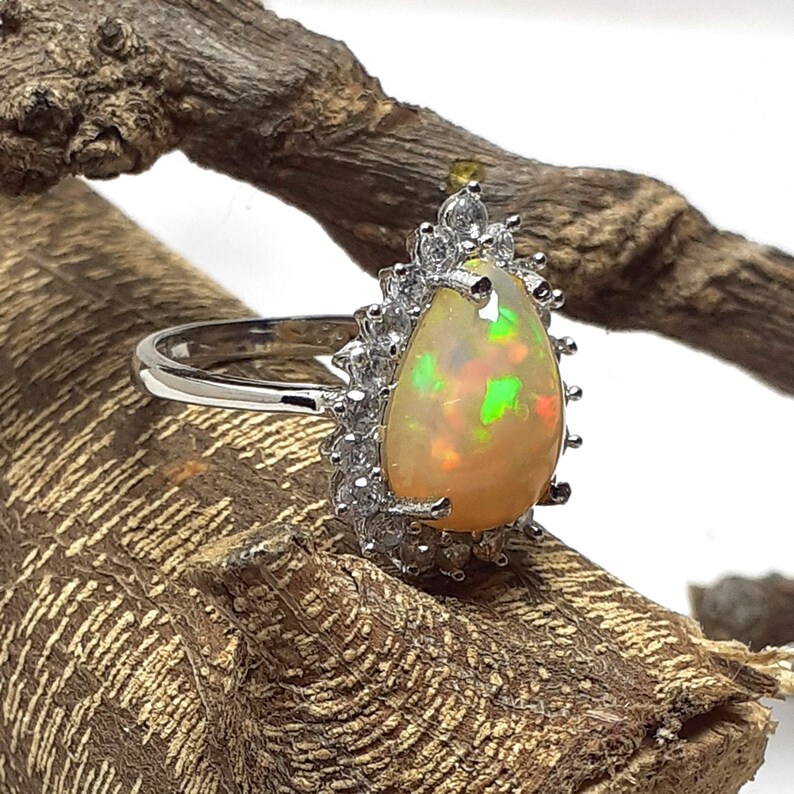Dainty Ring Gift For Your Loved Ones Minimalist Ethiopian Opal Ring Handmade Precious Stone Ring Christmas Gift Sterling Silver Ring