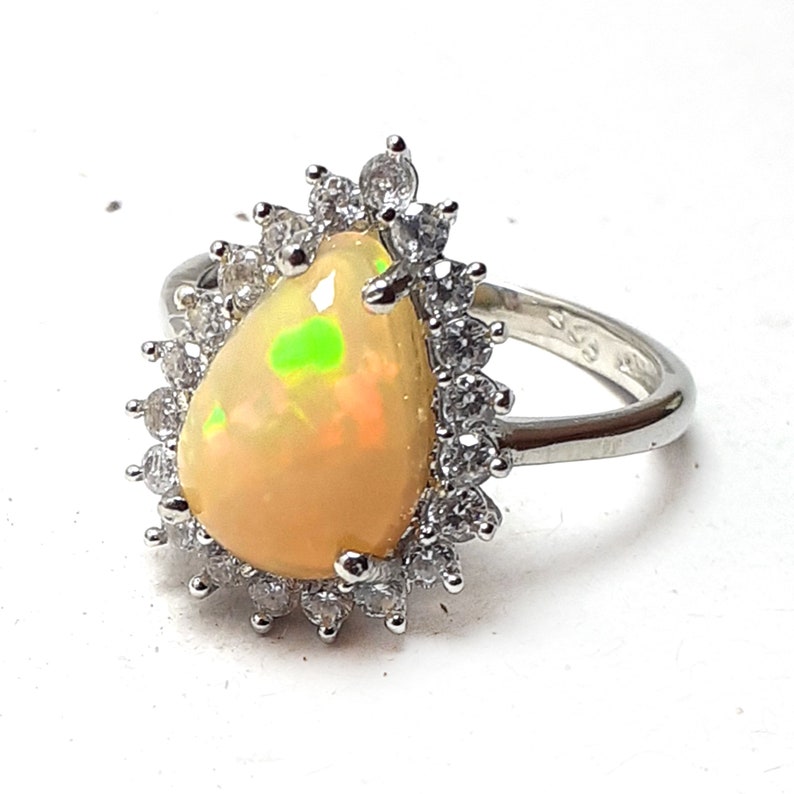 Dainty Ring Gift For Your Loved Ones Minimalist Ethiopian Opal Ring Handmade Precious Stone Ring Christmas Gift Sterling Silver Ring