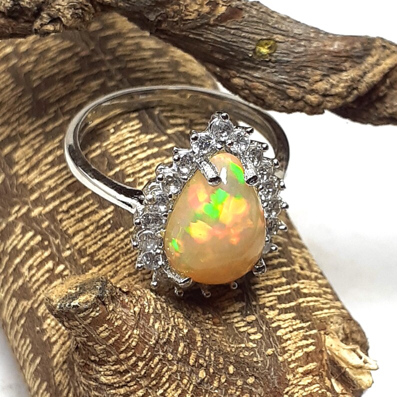 Dainty Ring Gift For Your Loved Ones Minimalist Ethiopian Opal Ring Handmade Precious Stone Ring Christmas Gift Sterling Silver Ring