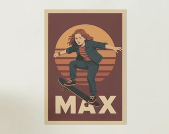 Skateboard Poster Digital Print - Retro Skater Art - 80s Vintage Action Poster