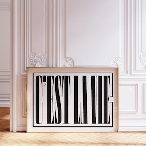 C&#39;est La Vie French Phrase Art Print: Minimalist Black & White Typography Poster (Digital Download)