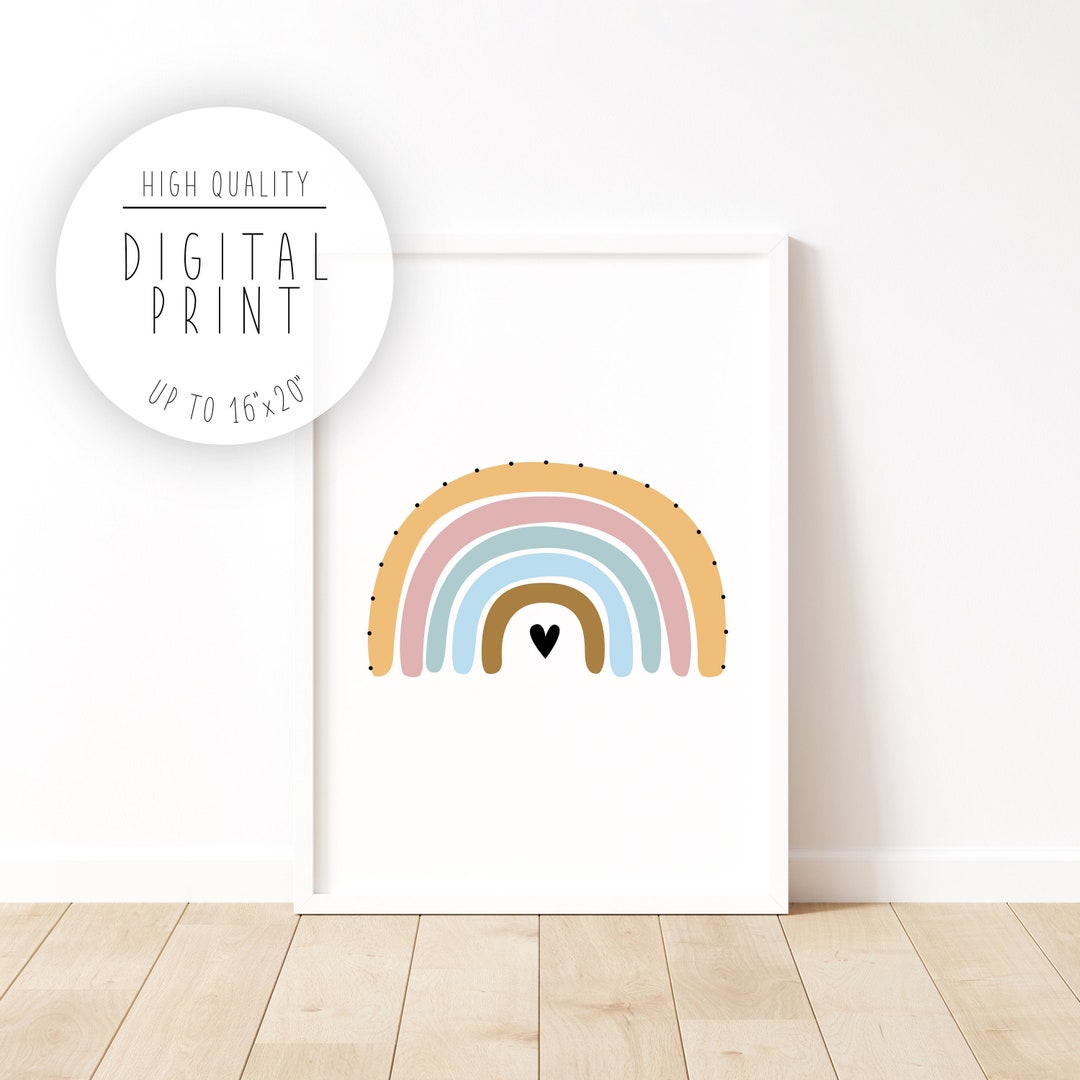 Pastel Rainbow Printable INSTANT DOWNLOAD Wall Art, Boho Nursery ...