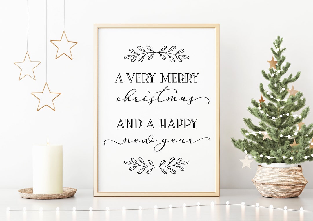 Black and White Christmas Printable, A Very Merry Christmas and a Happy ...