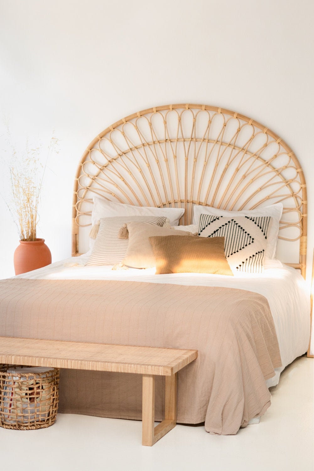 Palm Rattan Headboard Etsy