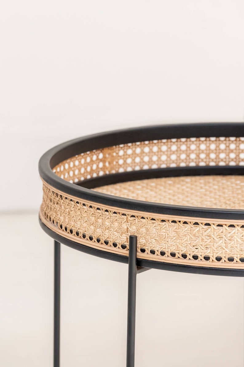 MADURA Black Coffee Table with Cane bing Etsy