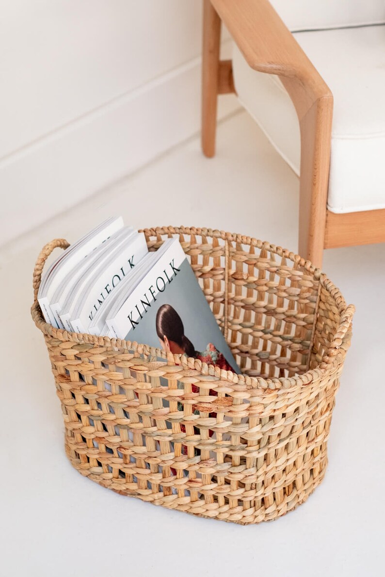 WICKER Magazine Basket Etsy