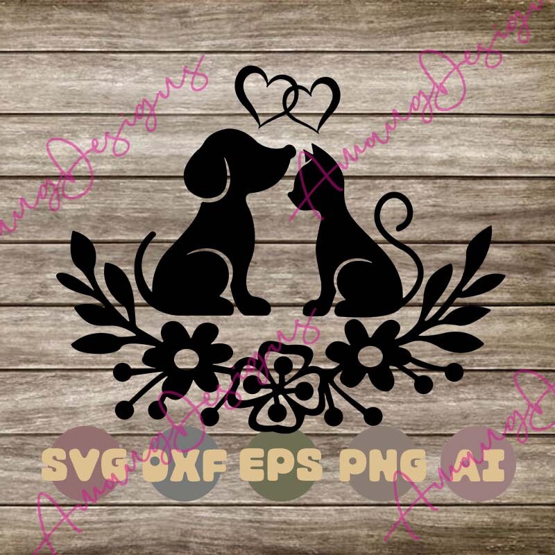 Dog and Cat Svg File Dog Svg Silhouette Cat Dxf Silhouette | Etsy