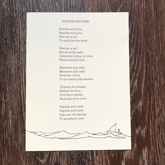 Vintage Pages Shel Silverstein Needles and Pins Poem and Etsy