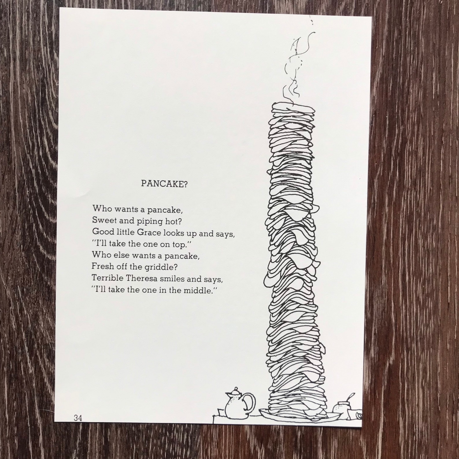 Vintage Pages Shel Silverstein Pancakes Poem and Illustration Etsy