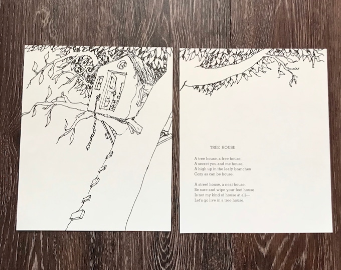 Vintage Pages Shel Silverstein Treehouse Poem and Illustration Nursery