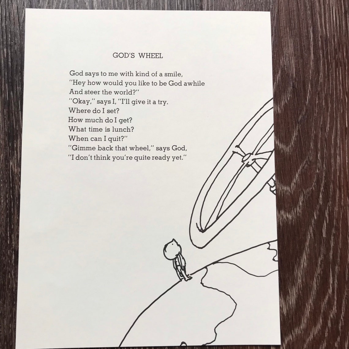 Vintage Pages Shel Silverstein Gods Wheel Poem and Illustration Divine