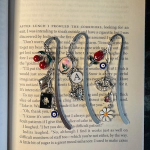 Custom Charm Bookmark: Silver Bookmark Book Lover Gift Custom Bookmark Silver Hook Bookmark Book Worm Book Club Gifts Bookmark with Charms