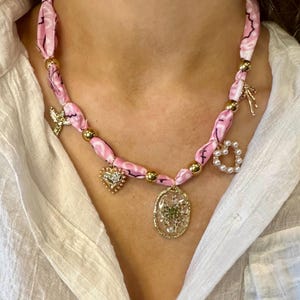 Pink Scarf Necklace - Etsy display picture 1