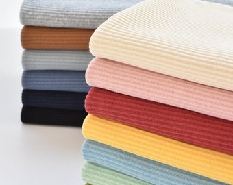 24 COULEURS - NOUVELLES COULEURS - Tissu en tricot côtelé, variété de solides, mélange de Poly Spandex, tissu par 1/2 mètre, mètre ou échantillon, étirement 4 voies