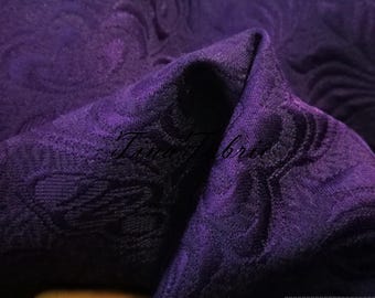 Purple Butterfly Jacquard Fabric: Relief Style Polyester (145cm Wide)