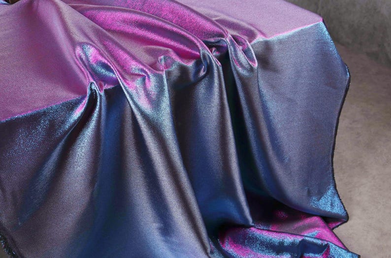 Pink Blue Jacquard Fabric: Shimmering Cosplay Coat Dress Material - By the Half Yard image 3