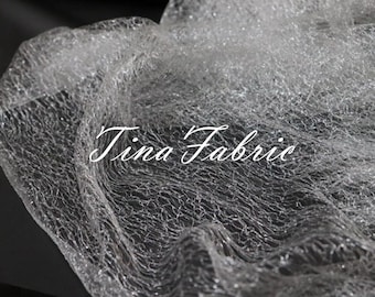 Silver Mesh Fabric – Hollow Perspective Polyester, Wedding Decor (By The Half Yard)
