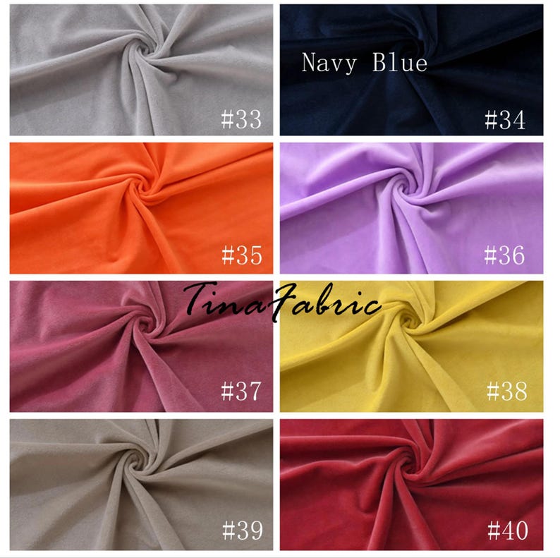 May include: A collection of 8 fabric swatches in various colors, including gray, orange, pink, yellow, beige, and red. Each swatch is labeled with a number from 33 to 40. The text "Navy Blue" is visible above the dark blue swatch labeled #34.