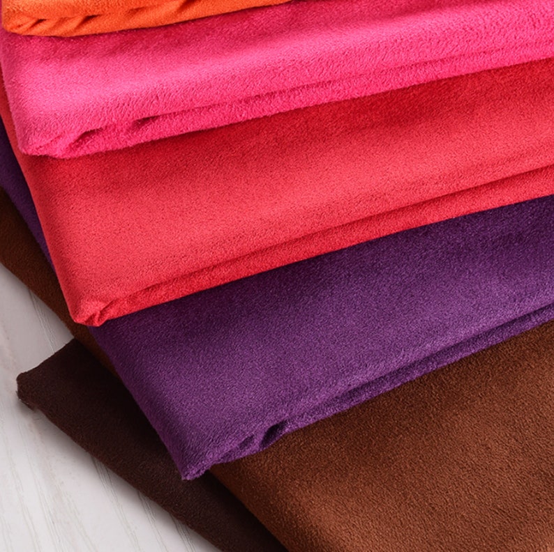 4 Way Stretch Faux Suede fabric for lightweight fabric work, satin backing For Clothing Garment Micro Suede Material Bags Shoes Sofa Cover image 2