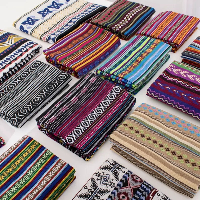 Nepal Fabric Nepal Style Colorful Jacquard Striped Pattern Etsy