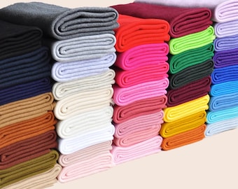 Tissu tricoté côtelé élastique en coton, 47 couleurs, 95% coton, 5 perc d'élasthanne, pour poignets, tailles, décolletés