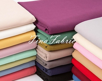 Rib Knit Fabric: Summer Thin Poly Spandex Blend, High Stretch - 61" Wide