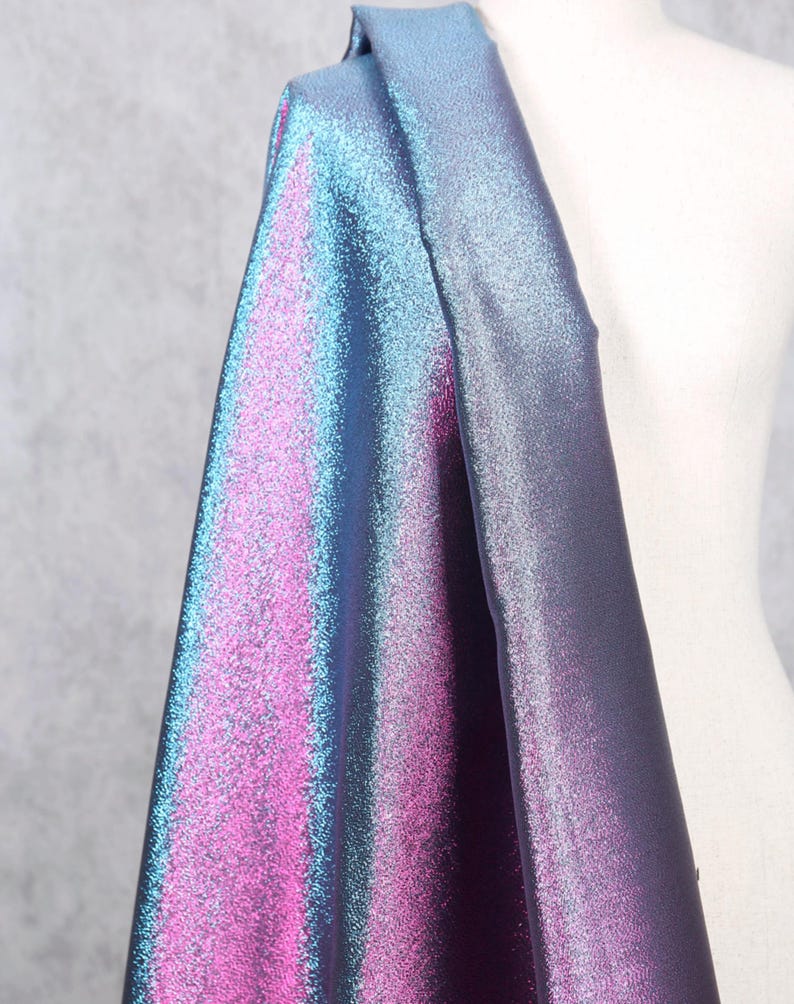 Pink Blue Jacquard Fabric: Shimmering Cosplay Coat Dress Material - By the Half Yard image 4