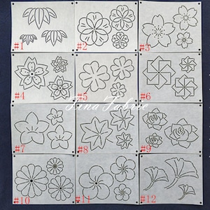Sashiko stencil,Sashiko embroidery pattern,Japanese Style Stencil,Quilt stitch stencil,flower pattern,coaster pattern,creative pattern