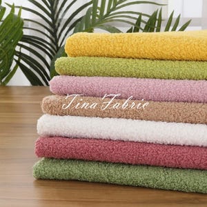 Teddy Plush Sherpa Fleece Fabric - 100% Polyester, 63&quot; Wide (By The Half Yard)