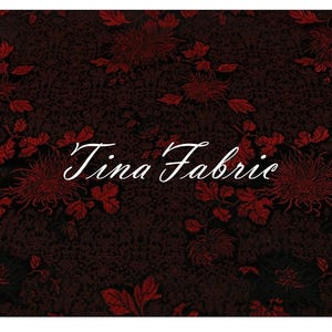 Black Color Red Flower Fabric, Brocade Fabric, Dragon Style Brocade Fabric, Jacquard Fabric, By The Half Yard