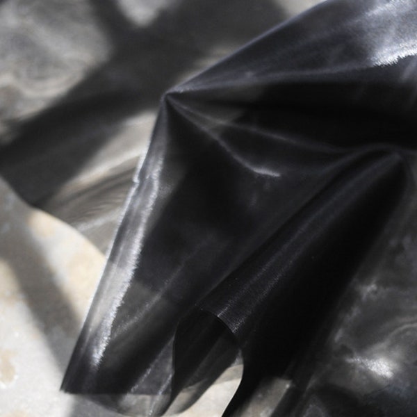 Pure Black Liquid Water-gloss Mesh Fabric Plain Weave Mesh Fabric Tutu Fabric By The Yard
