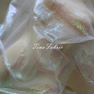 Wrinkled Texture Laser Symphony Mesh Glitter Organza Fabric Mesh Fabric  Wedding Dress Fabric DIY Fabric Designer Fabric By The Yard