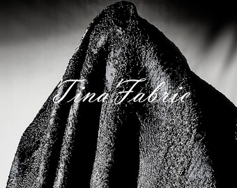 Black Jacquard Textured Fabric: 3D Grain Polyester, Coat/Suit Fabric - By the Half Yard