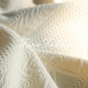 White Jacquard Cotton Knitted Fabric - Sweater Cloth By The Half Yard