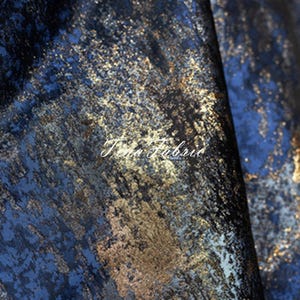 Retro Dark Blue & Gold Jacquard Fabric: Heavy Designer Craft, 1/2 Yard