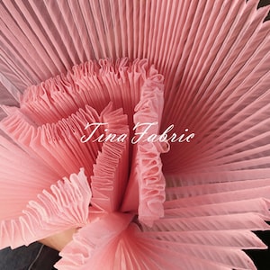 Pink Accordion Pleated Rigid Mesh: Designer Dress Fabric