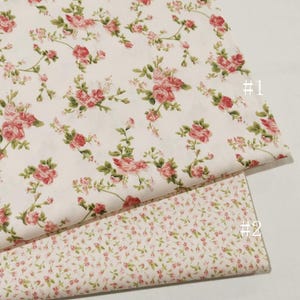 Cottage Chic Peony Rose Floral Cotton Fabric - 62 Inch Width