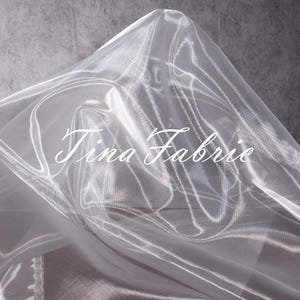 White Metallic Organza Fabric: Glossy Sheer Mesh, DIY Craft - By The Half Yard