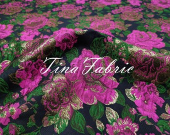 Gold Floral Jacquard Fabric: High-End Embroidery Brocade (55" Width)
