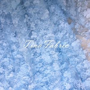 3D Floral Bridal Lace Fabric: Beaded Pearls Embroidery, Wedding Gown