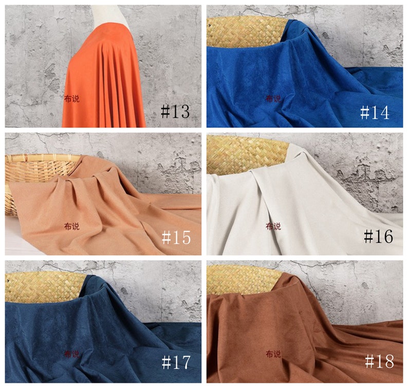 4 Way Stretch Faux Suede fabric for lightweight fabric work, satin backing For Clothing Garment Micro Suede Material Bags Shoes Sofa Cover image 5