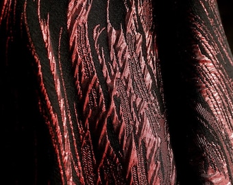 Donkerzwarte jacquardstof met 3D-reliëf, 100% polyester, op maat gesneden
