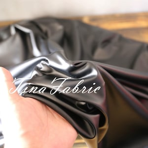 Black Faux Leather Fabric: 4-Way Stretch Knit Spandex - By The Half Yard