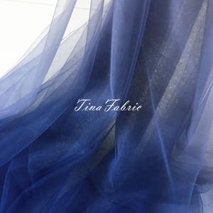 1 Meter Dark Blue Gradient Light Blue Gradient Mesh Fabric Soft And Transparent Dress Fabric