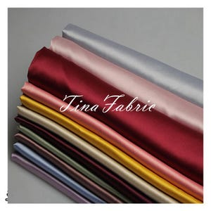 Silk satin fabric by the yard 15 colours Micro-stretch silk satin for lining for dresses ivory white blush dusty blue wine black silk fabric