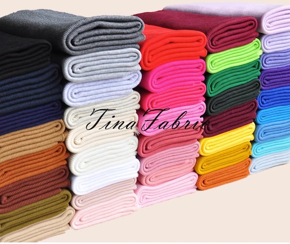 Cotton Elastic Ribbing Knit Fabric: 47 Colors, Cuffs/Waists (10cm Length)